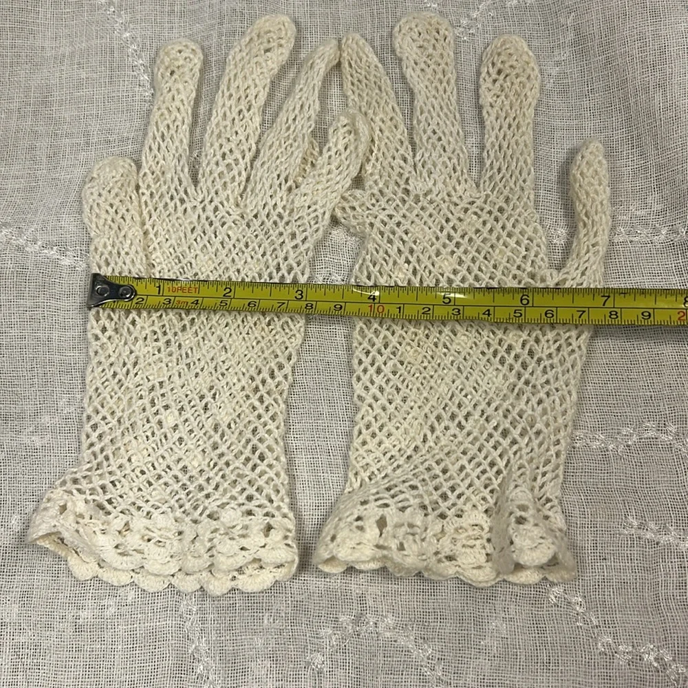 Vintage handmade crochet lace gloves